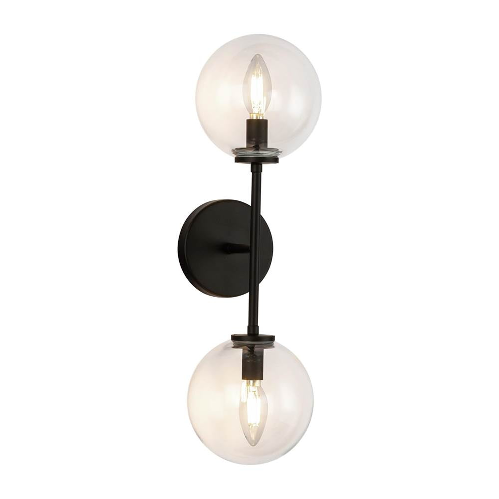 Alora Lighting WV549220MBCL Matte Black,Clear Glass Cassia 20-in Matte Black/clear Glass 2 Lights Wall Vanity Image 1