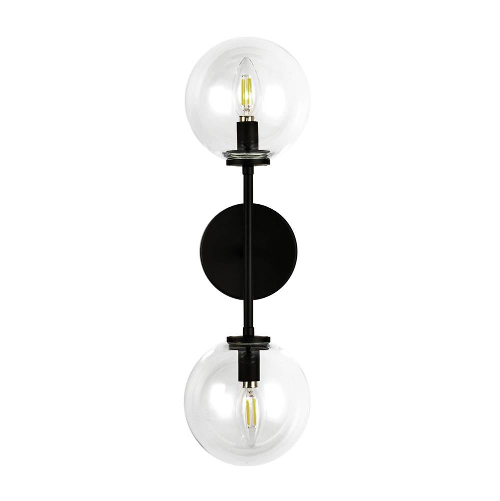 Alora Lighting Cassia 20-in Aged Brass/clear Glass 2 Lights Wall Vanity