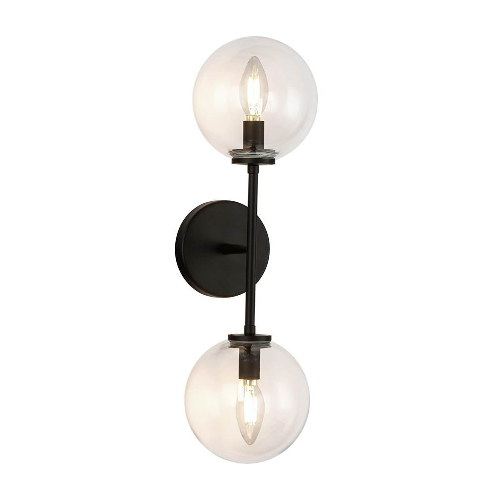 Alora Lighting WV549220MBCL Matte Black,Clear Glass Cassia 20-in Matte Black/clear Glass 2 Lights Wall Vanity Image 4