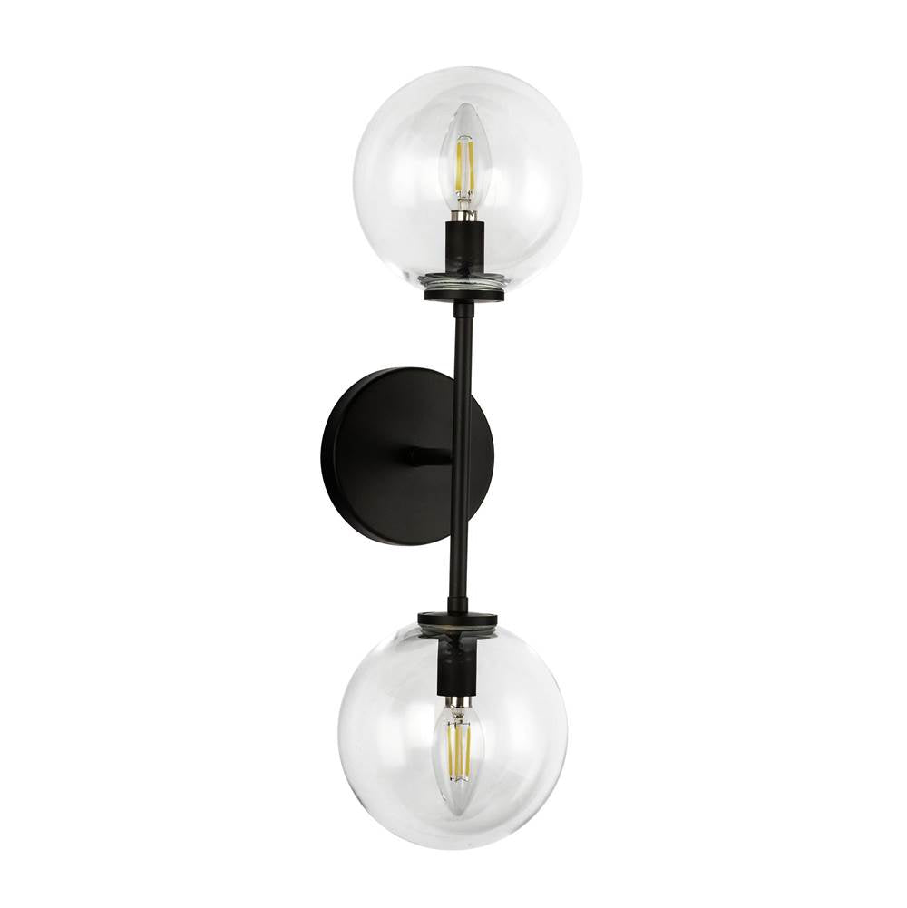 Alora Lighting WV549220MBCL Matte Black,Clear Glass Cassia 20-in Matte Black/clear Glass 2 Lights Wall Vanity Image 3