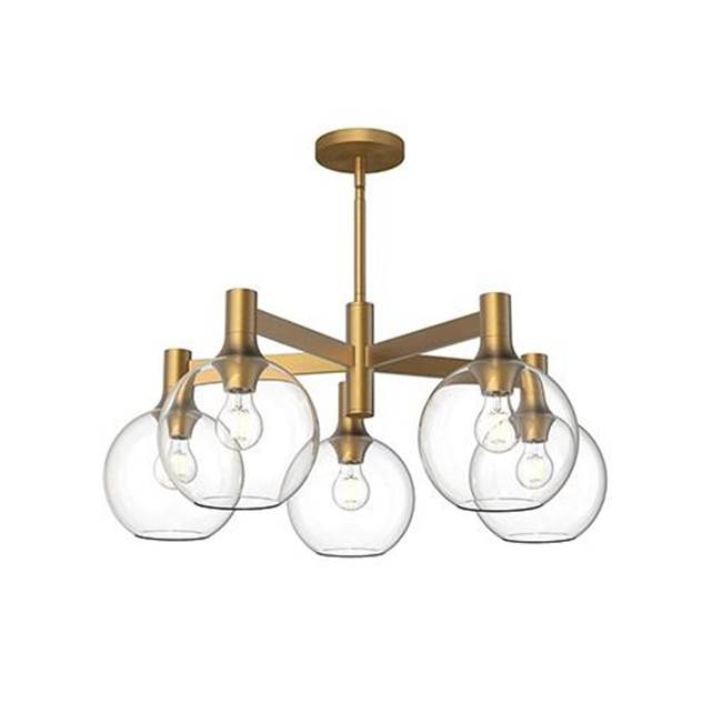Alora Lighting Castilla 29-in Aged Gold/clear Glass 5 Lights Chandeliers