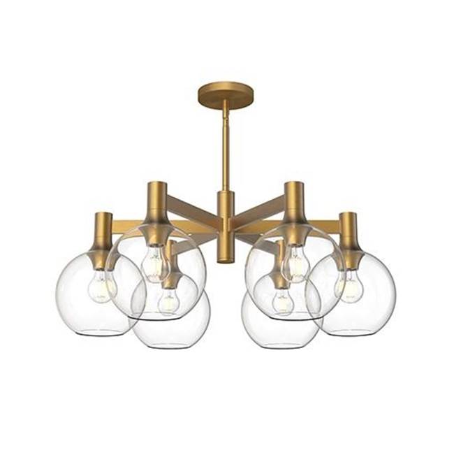 Alora Lighting Castilla 29-in Aged Gold/clear Glass 6 Lights Chandeliers