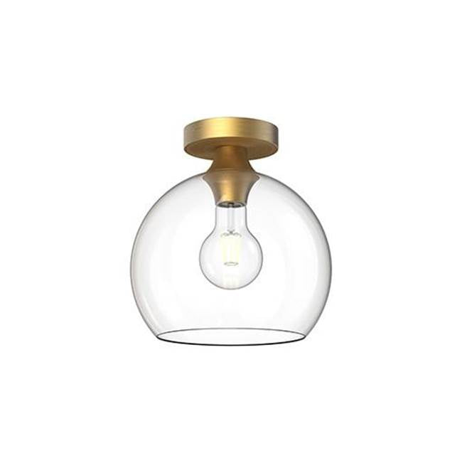 Alora Lighting Castilla 10-in Aged Gold/clear Glass 1 Light Flush Mount