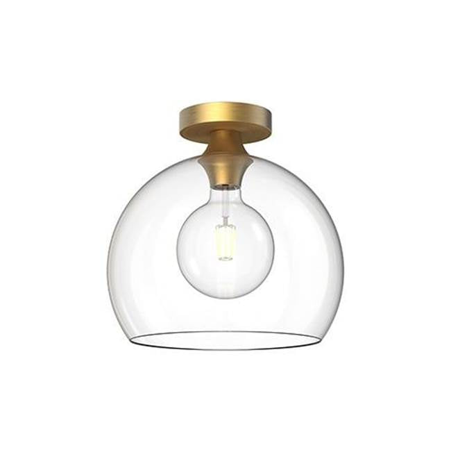 Alora Lighting Castilla 12-in Aged Gold/clear Glass 1 Light Flush Mount
