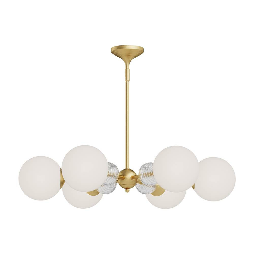 Alora Lighting Celia 30-in Brushed Gold/opal Glass 6 Lights Chandeliers