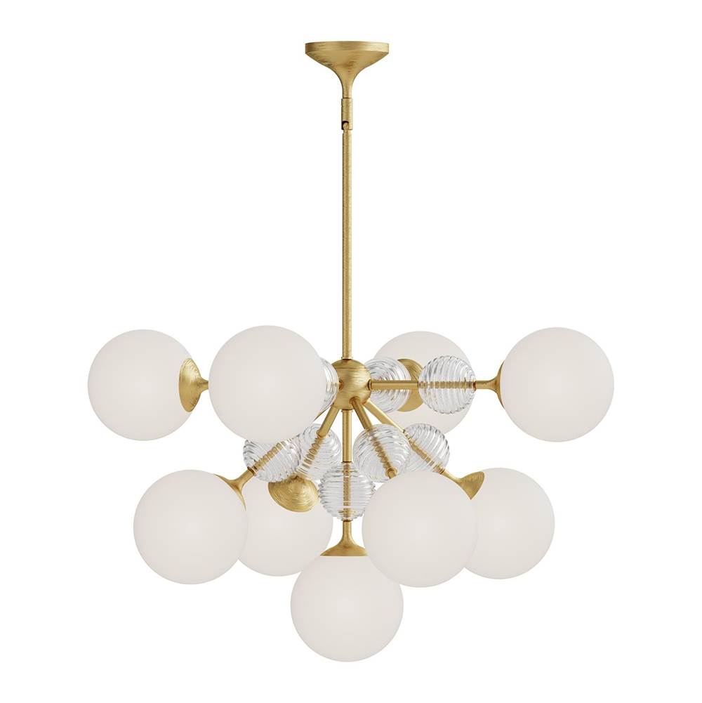 Alora Lighting Celia 31-in Brushed Gold/opal Glass 9 Lights Chandeliers