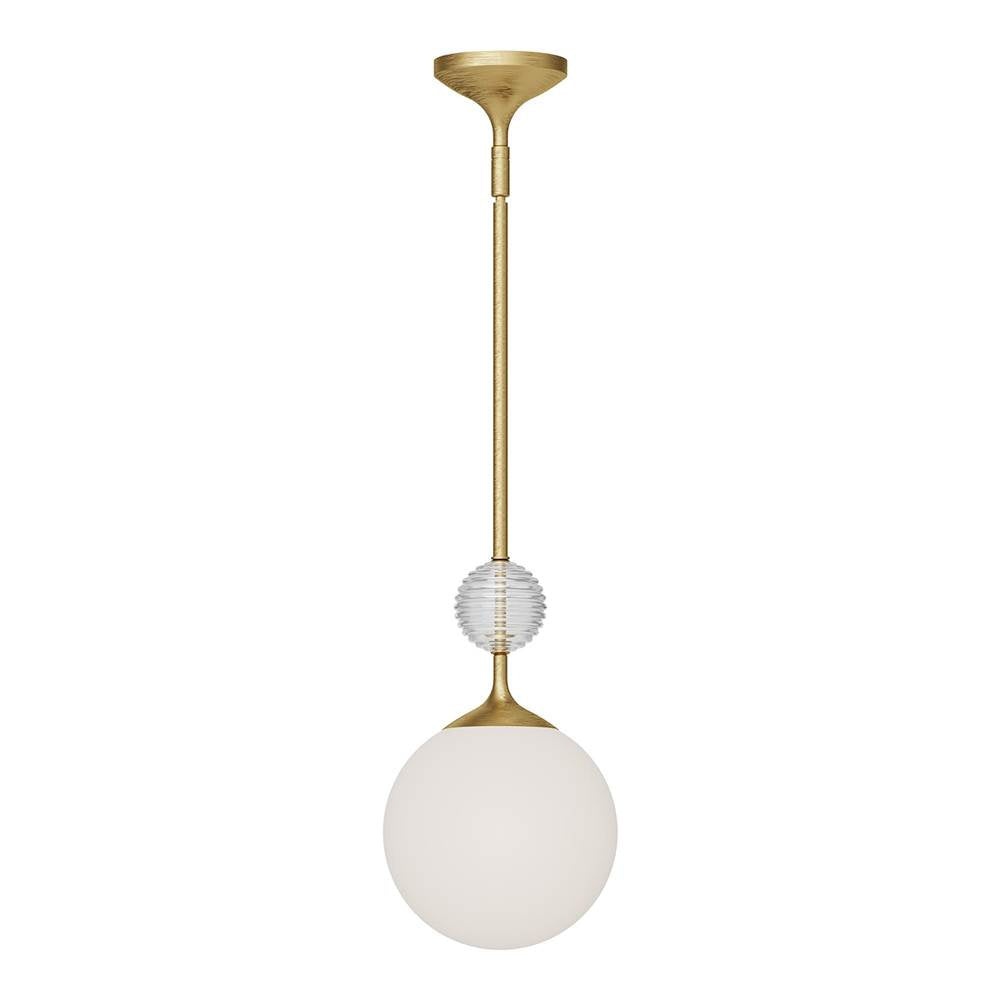 Alora Lighting Celia 8-in Brushed Gold/opal Glass 1 Light Pendant