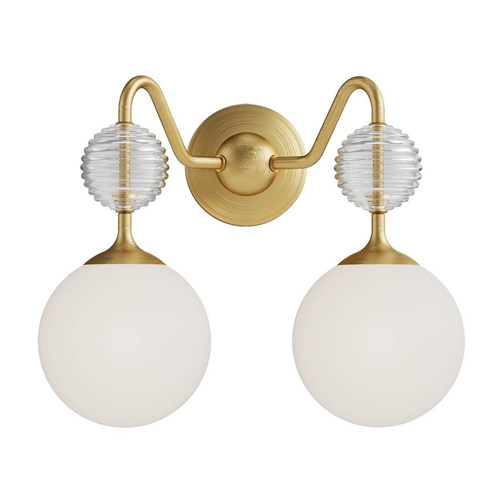 Alora Lighting Celia 15-in Brushed Gold/opal Glass 2 Lights Vanity