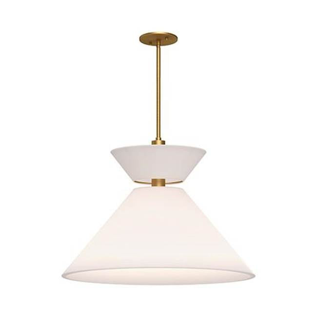 Alora Lighting Chapelle 22-in Aged Gold/white Linen 1 Light Pendant
