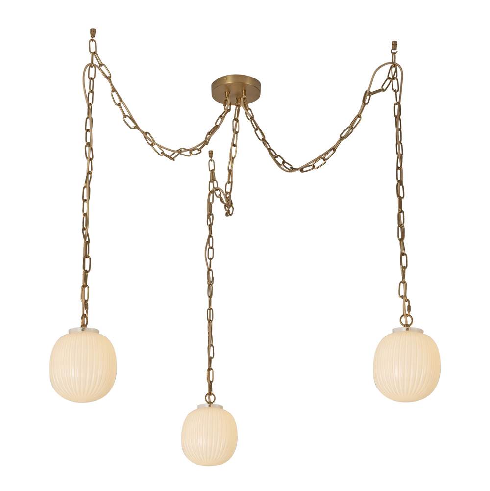 Alora Lighting MP579707BGGR Brushed Gold,Glossy Ribbed Opal Glass Cherise 3-light Brushed Gold/glossy Ribbed Opal Glass Socket Multi Pendant Image 1