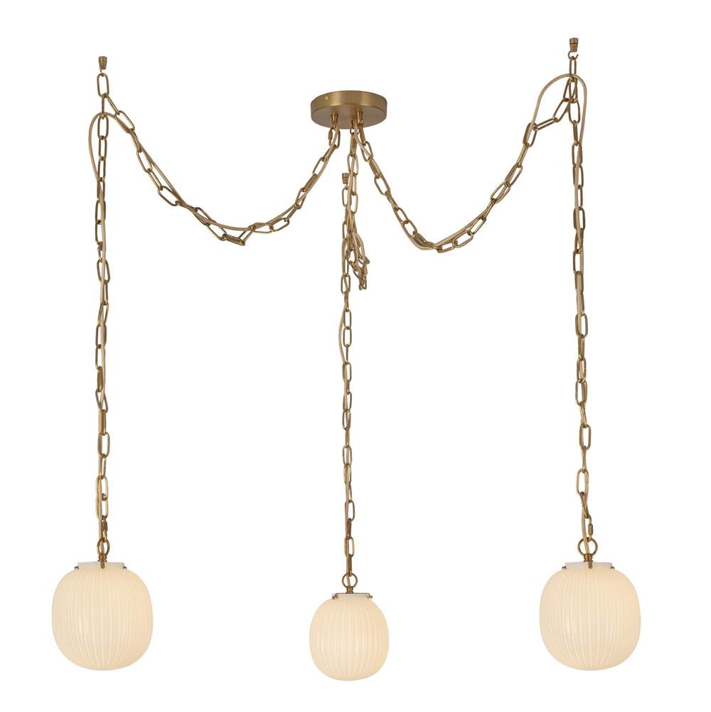 Alora Lighting Cherise 3-light Brushed Gold/glossy Ribbed Opal Glass Socket Multi Pendant