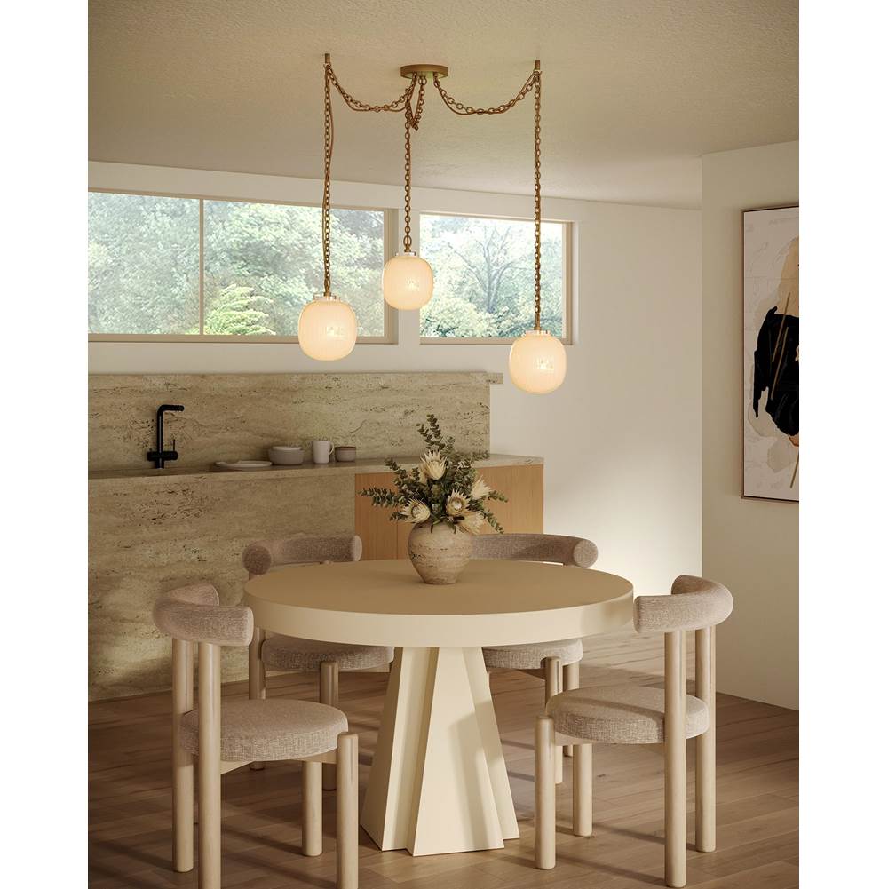 Alora Lighting MP579707BGGR Brushed Gold,Glossy Ribbed Opal Glass Cherise 3-light Brushed Gold/glossy Ribbed Opal Glass Socket Multi Pendant Image 2