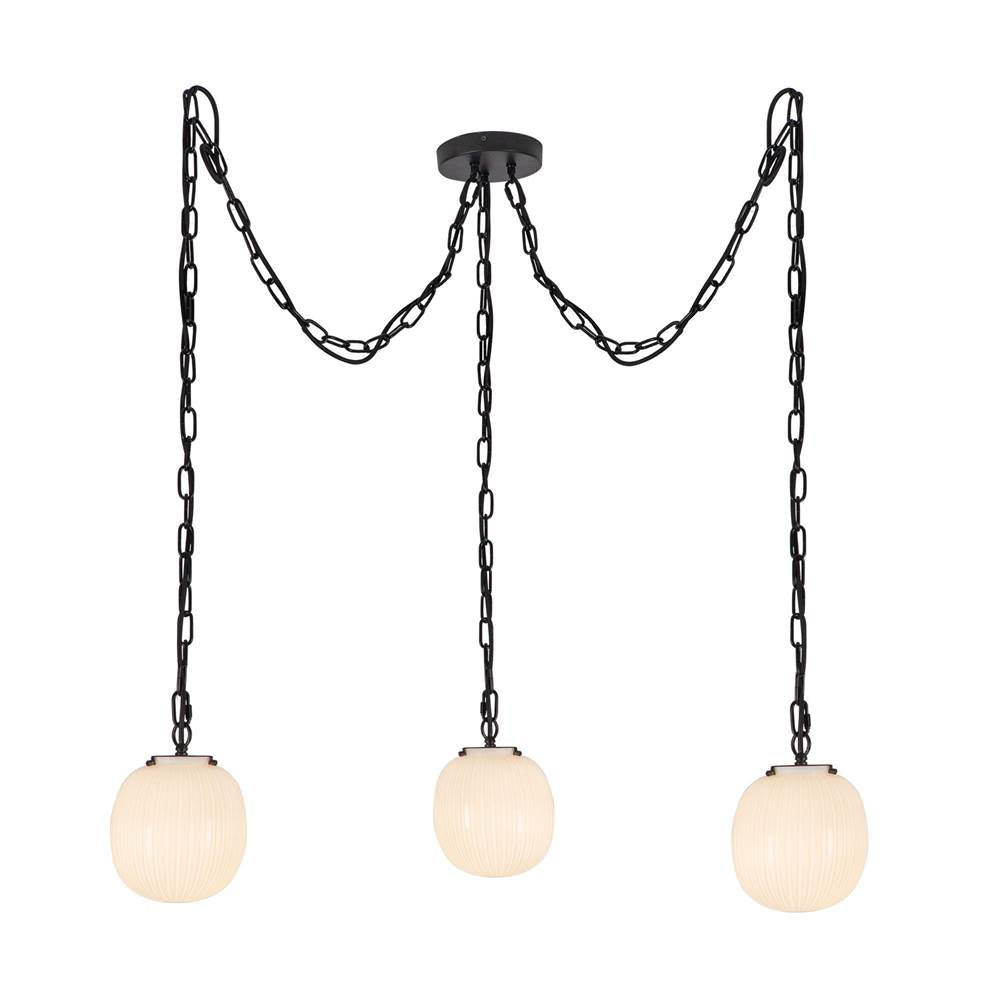 Alora Lighting Cherise 3-light Brushed Gold/glossy Ribbed Opal Glass Socket Multi Pendant