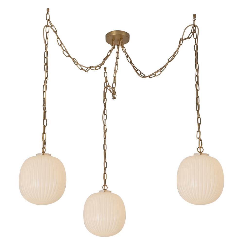 Alora Lighting MP579712BGGR Brushed Gold,Glossy Ribbed Opal Glass Cherise 3-light Brushed Gold/glossy Ribbed Opal Glass Socket Multi Pendant Image 1