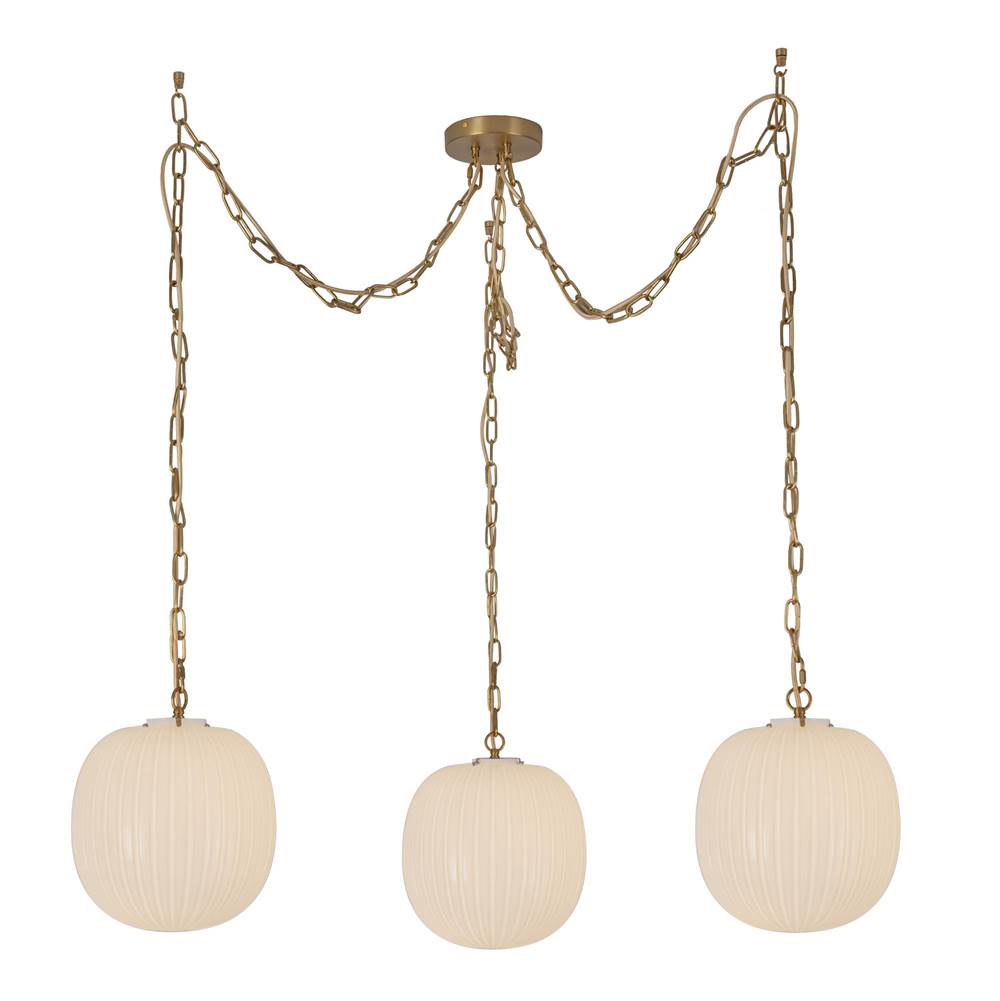Alora Lighting Cherise 3-light Brushed Gold/glossy Ribbed Opal Glass Socket Multi Pendant