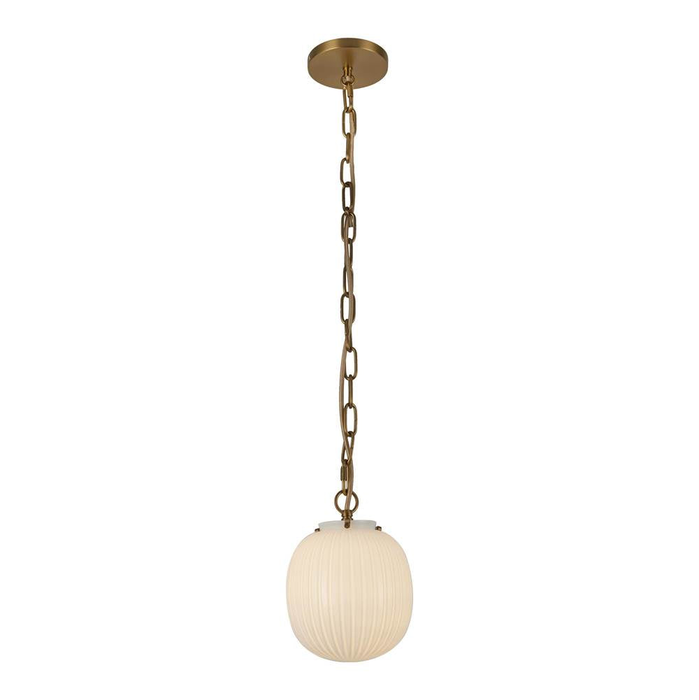Alora Lighting PD579107BGGR Brushed Gold,Glossy Ribbed Opal Glass Cherise 7-in Brushed Gold/glossy Ribbed Opal Glass Socket Pendant Image 1