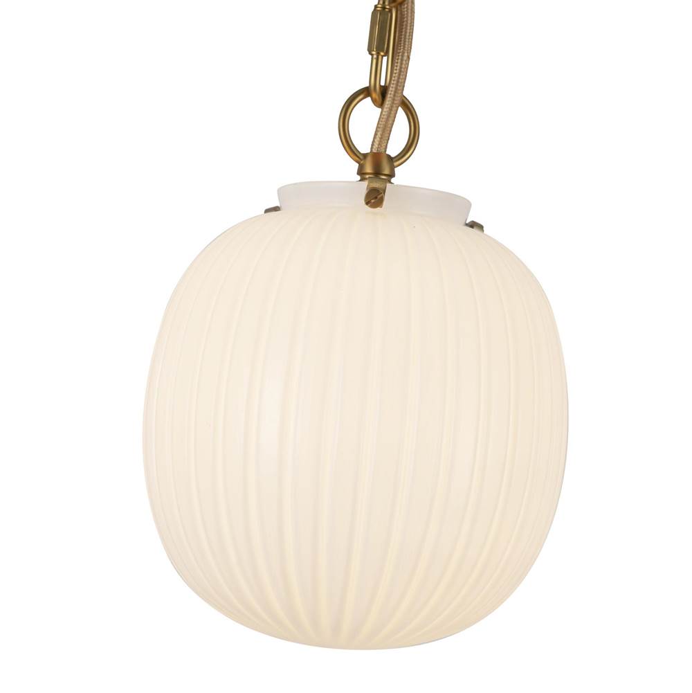 Alora Lighting Cherise 7-in Brushed Gold/glossy Ribbed Opal Glass Socket Pendant