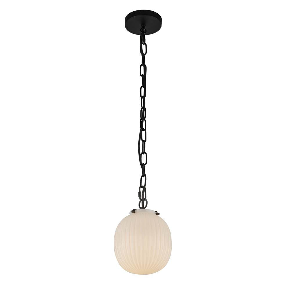 Alora Lighting Cherise 7-in Brushed Gold/glossy Ribbed Opal Glass Socket Pendant
