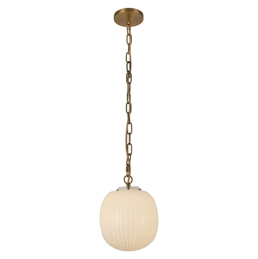 Alora Lighting PD579112BGGR Brushed Gold,Glossy Ribbed Opal Glass Cherise 12-in Brushed Gold/glossy Ribbed Opal Glass Socket Pendant Image 1