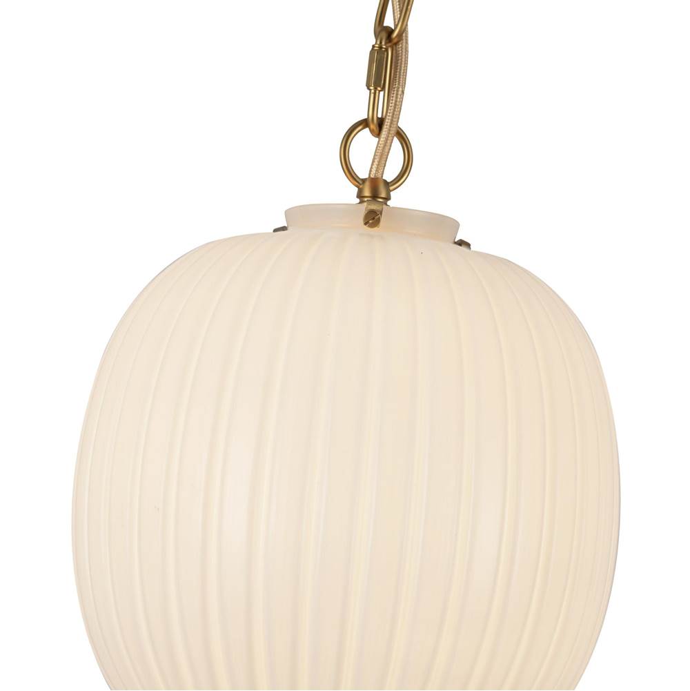Alora Lighting Cherise 12-in Brushed Gold/glossy Ribbed Opal Glass Socket Pendant