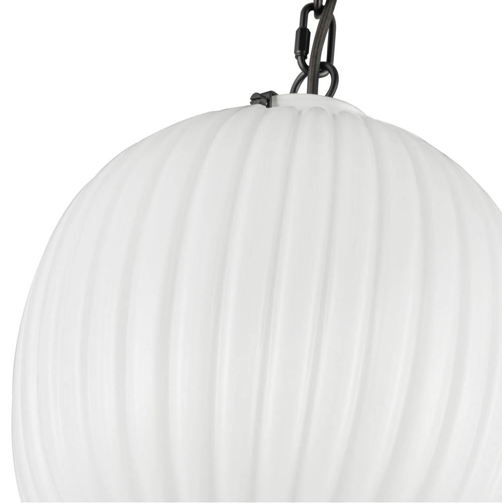 Alora Lighting PD579112MBGR Matte Black,Glossy Ribbed Opal Glass Cherise 12-in Matte Black/glossy Ribbed Opal Glass Socket Pendant Image 3