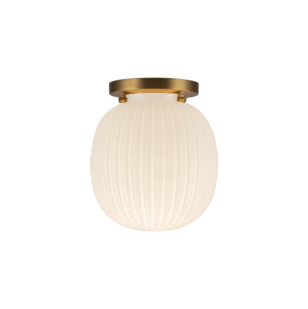 Alora Lighting SF579107BGGR Brushed Gold,Glossy Ribbed Opal Glass Cherise 7-in Brushed Gold/glossy Ribbed Opal Glass Socket Semi-flush Mount Image 1