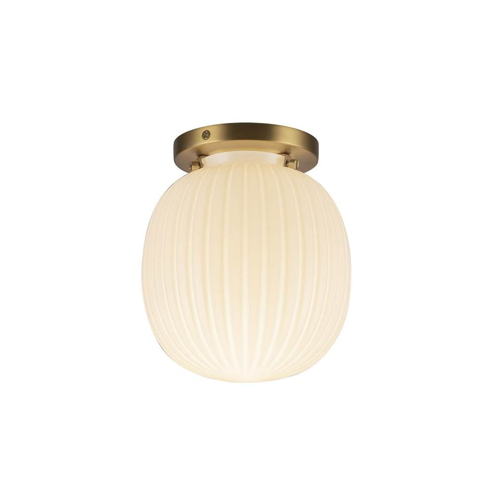 Alora Lighting Cherise 7-in Brushed Gold/glossy Ribbed Opal Glass Socket Semi-flush Mount