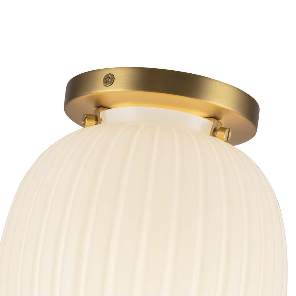 Alora Lighting SF579107BGGR Brushed Gold,Glossy Ribbed Opal Glass Cherise 7-in Brushed Gold/glossy Ribbed Opal Glass Socket Semi-flush Mount Image 3