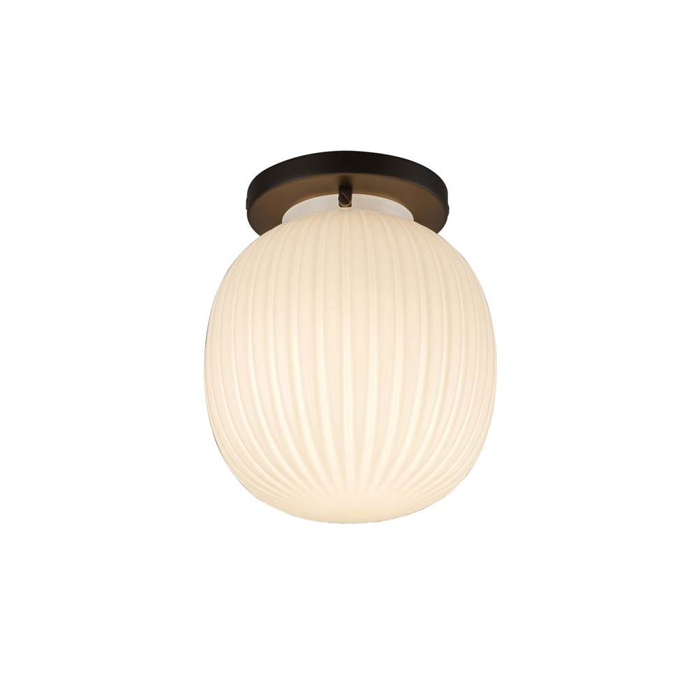 Alora Lighting Cherise 7-in Brushed Gold/glossy Ribbed Opal Glass Socket Semi-flush Mount