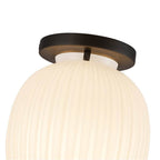 Alora Lighting SF579107MBGR Matte Black,Glossy Ribbed Opal Glass Cherise 7-in Matte Black/glossy Ribbed Opal Glass Socket Semi-flush Mount Image 3