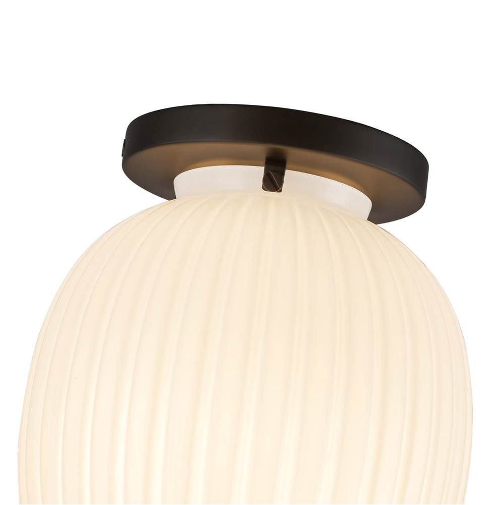 Alora Lighting SF579107MBGR Matte Black,Glossy Ribbed Opal Glass Cherise 7-in Matte Black/glossy Ribbed Opal Glass Socket Semi-flush Mount Image 3