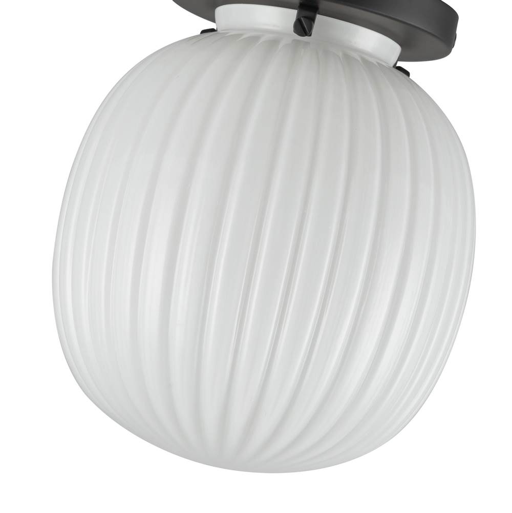 Alora Lighting SF579107MBGR Matte Black,Glossy Ribbed Opal Glass Cherise 7-in Matte Black/glossy Ribbed Opal Glass Socket Semi-flush Mount Image 2