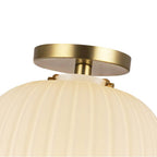 Alora Lighting Cherise 12-in Brushed Gold/glossy Ribbed Opal Glass Socket Semi-flush Mount