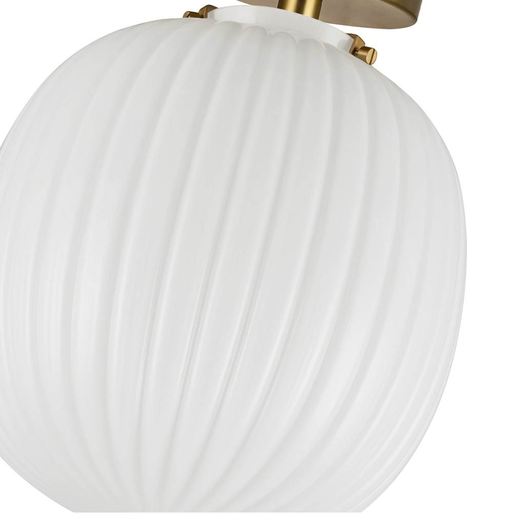 Alora Lighting SF579112BGGR Brushed Gold,Glossy Ribbed Opal Glass Cherise 12-in Brushed Gold/glossy Ribbed Opal Glass Socket Semi-flush Mount Image 2