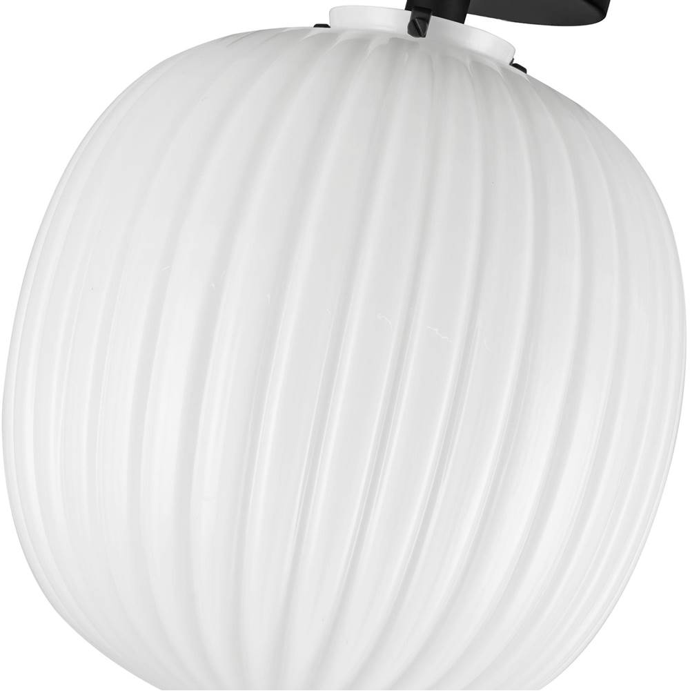 Alora Lighting SF579112MBGR Matte Black,Glossy Ribbed Opal Glass Cherise 12-in Matte Black/glossy Ribbed Opal Glass Socket Semi-flush Mount Image 2