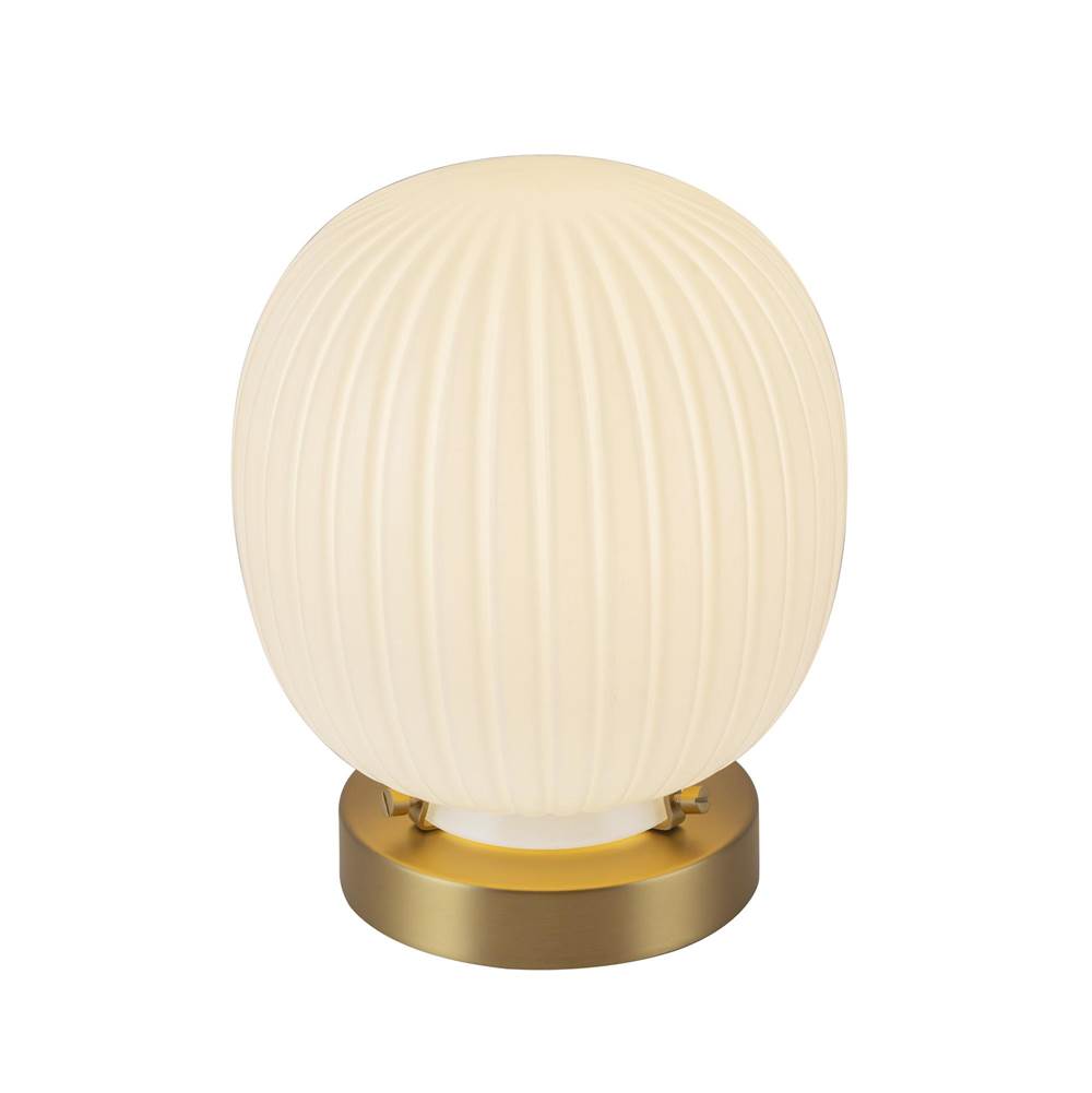 Alora Lighting Cherise 7-in Brushed Gold/glossy Ribbed Opal Glass Socket Table Lamp