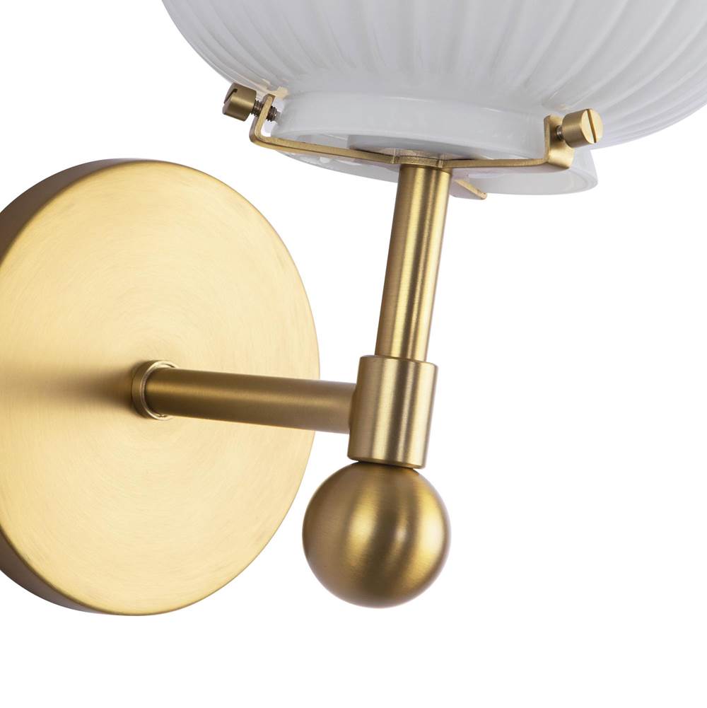 Alora Lighting WV579107BGGR Brushed Gold,Glossy Ribbed Opal Glass Cherise 7-in Brushed Gold/glossy Ribbed Opal Glass Socket Wall/vanity Light Image 3