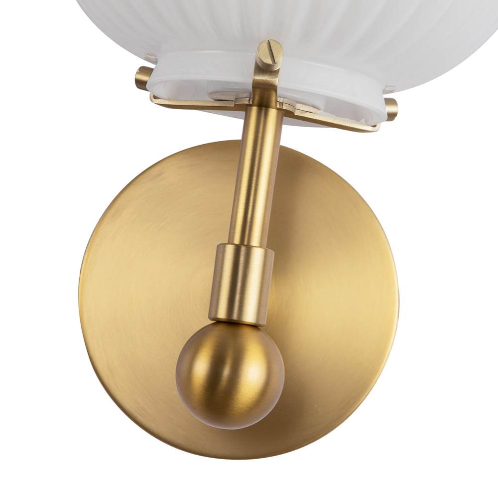 Alora Lighting WV579107BGGR Brushed Gold,Glossy Ribbed Opal Glass Cherise 7-in Brushed Gold/glossy Ribbed Opal Glass Socket Wall/vanity Light Image 2