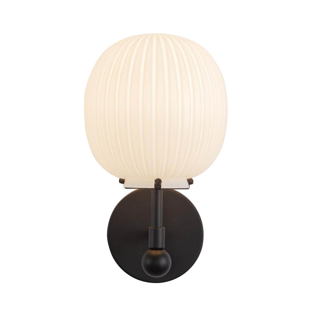 Alora Lighting Cherise 7-in Brushed Gold/glossy Ribbed Opal Glass Socket Wall/vanity Light