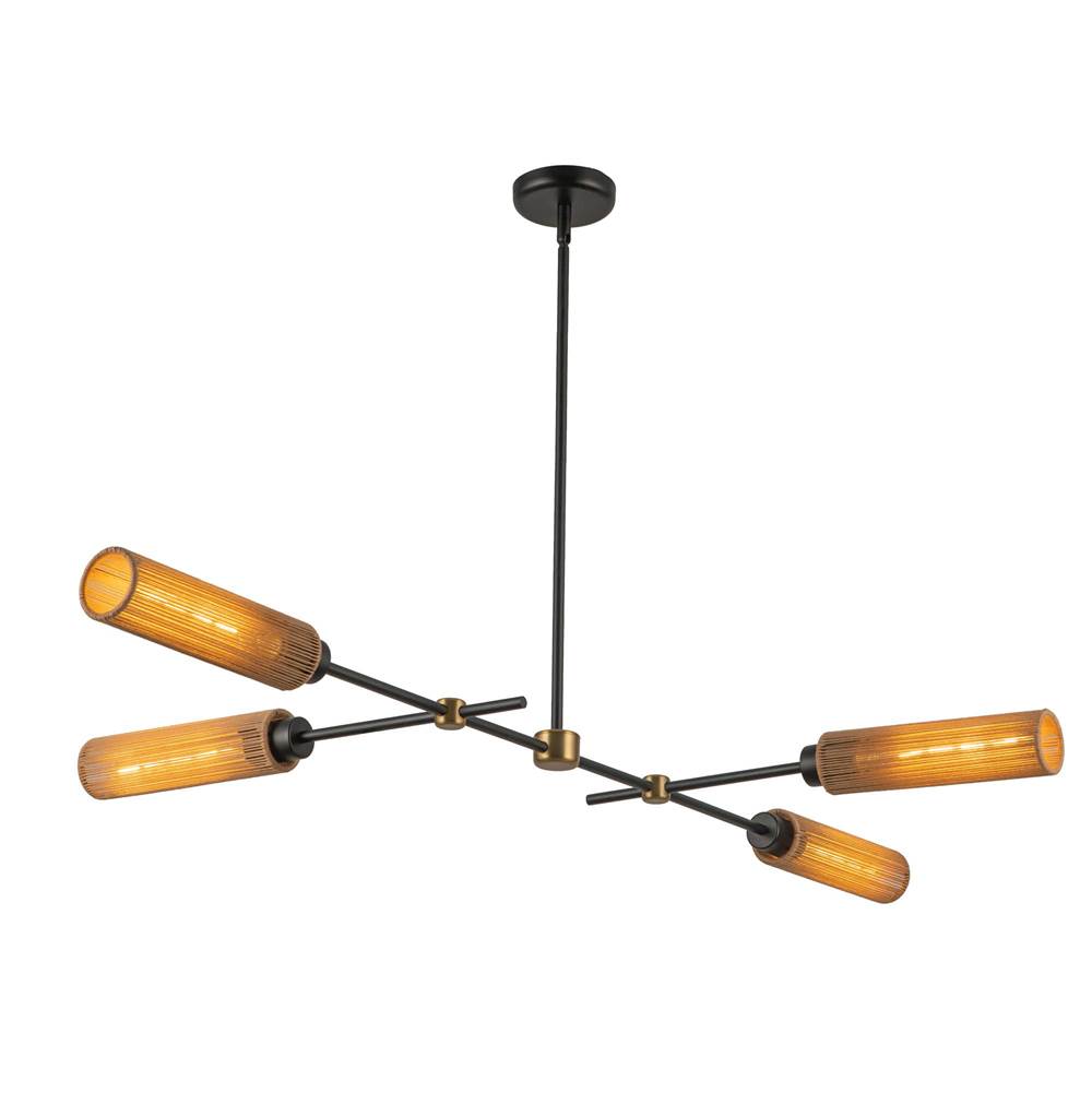 Alora Lighting Colby 52-in Matte Black/tan Jute Socket Linear Pendant