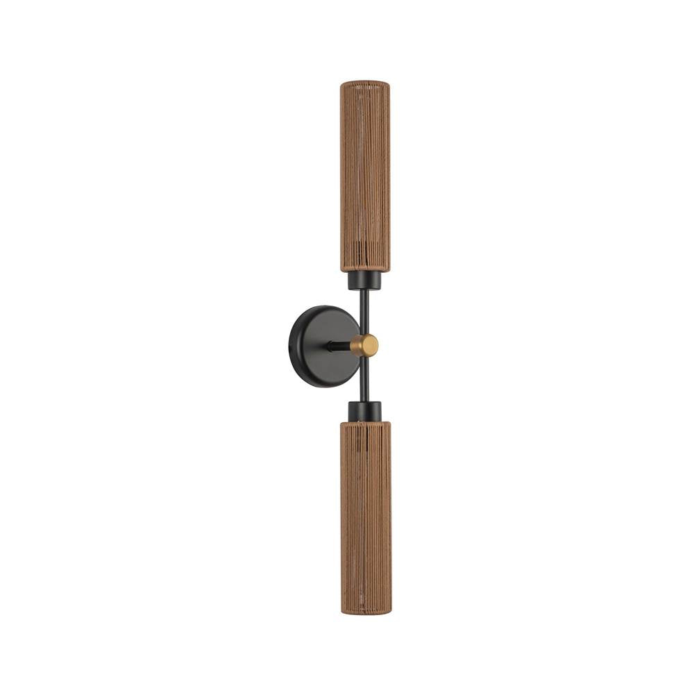 Alora Lighting Colby 23-in Matte Black/tan Jute Socket Wall/vanity Light