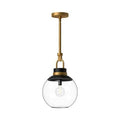 Alora Lighting Copperfield 12-in Aged Gold/clear Glass 1 Light Pendant
