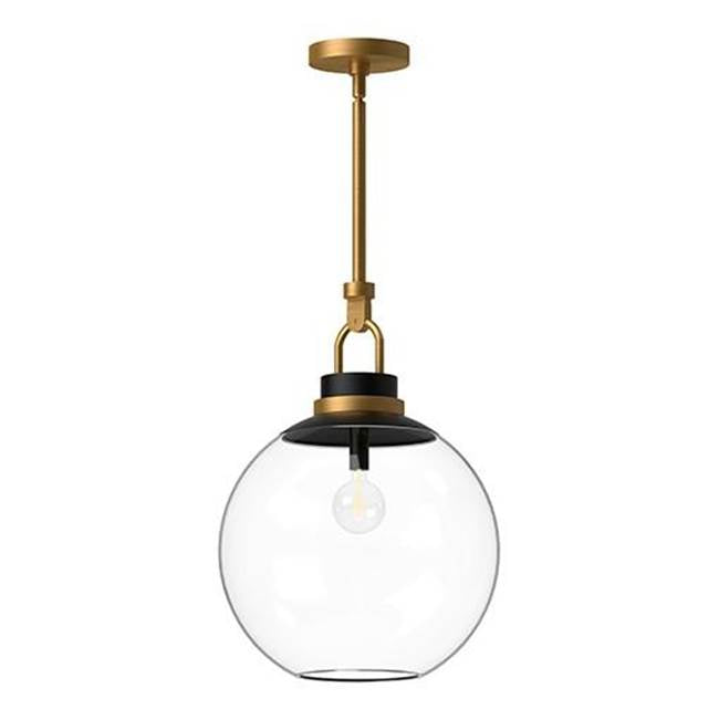 Alora Lighting Copperfield 16-in Aged Gold/clear Glass 1 Light Pendant