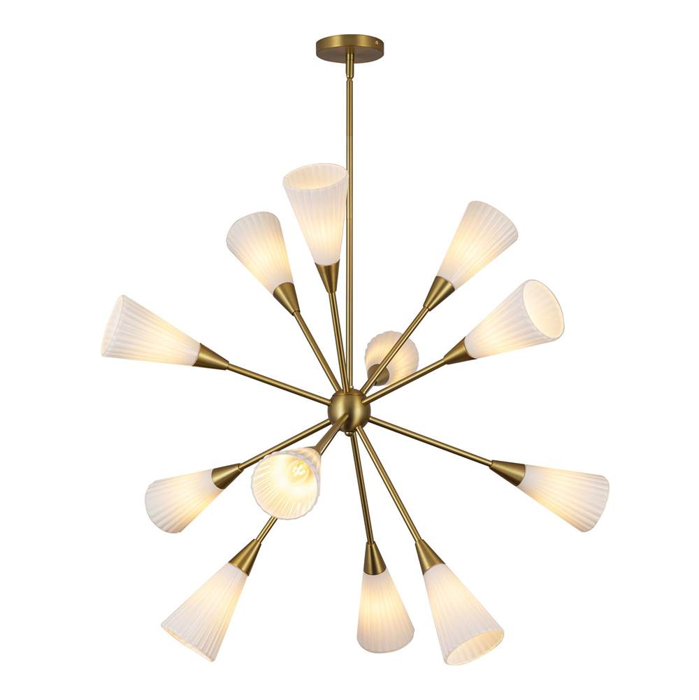 Alora Lighting Cosmo 39-in Brushed Gold/glossy Ribbed Opal Glass Socket Chandelier