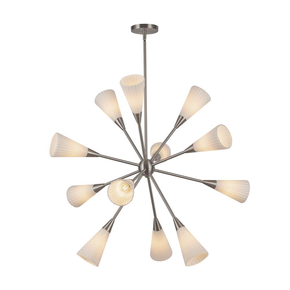 Alora Lighting Cosmo 39-in Brushed Gold/glossy Ribbed Opal Glass Socket Chandelier