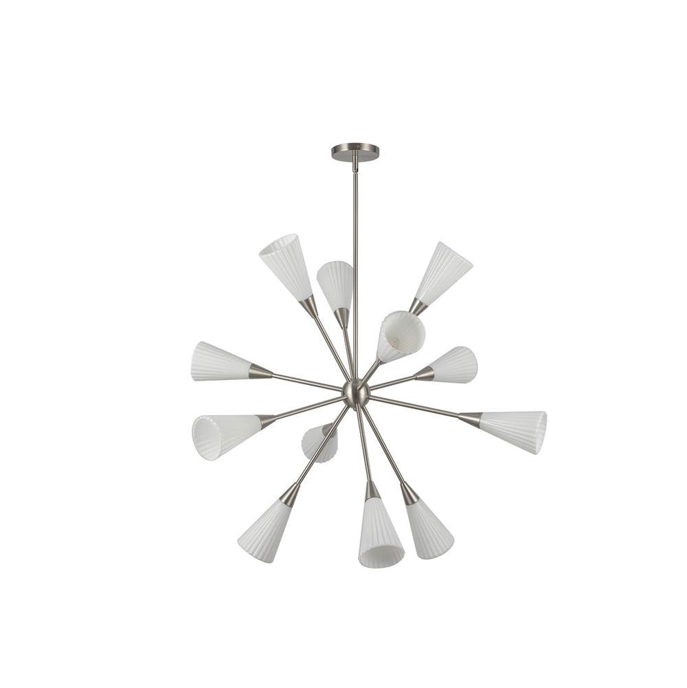 Alora Lighting CH462039BNGR Brushed Nickel,Glossy Ribbed Opal Glass Cosmo 39-in Brushed Nickel/glossy Ribbed Opal Glass Socket Chandelier Image 4