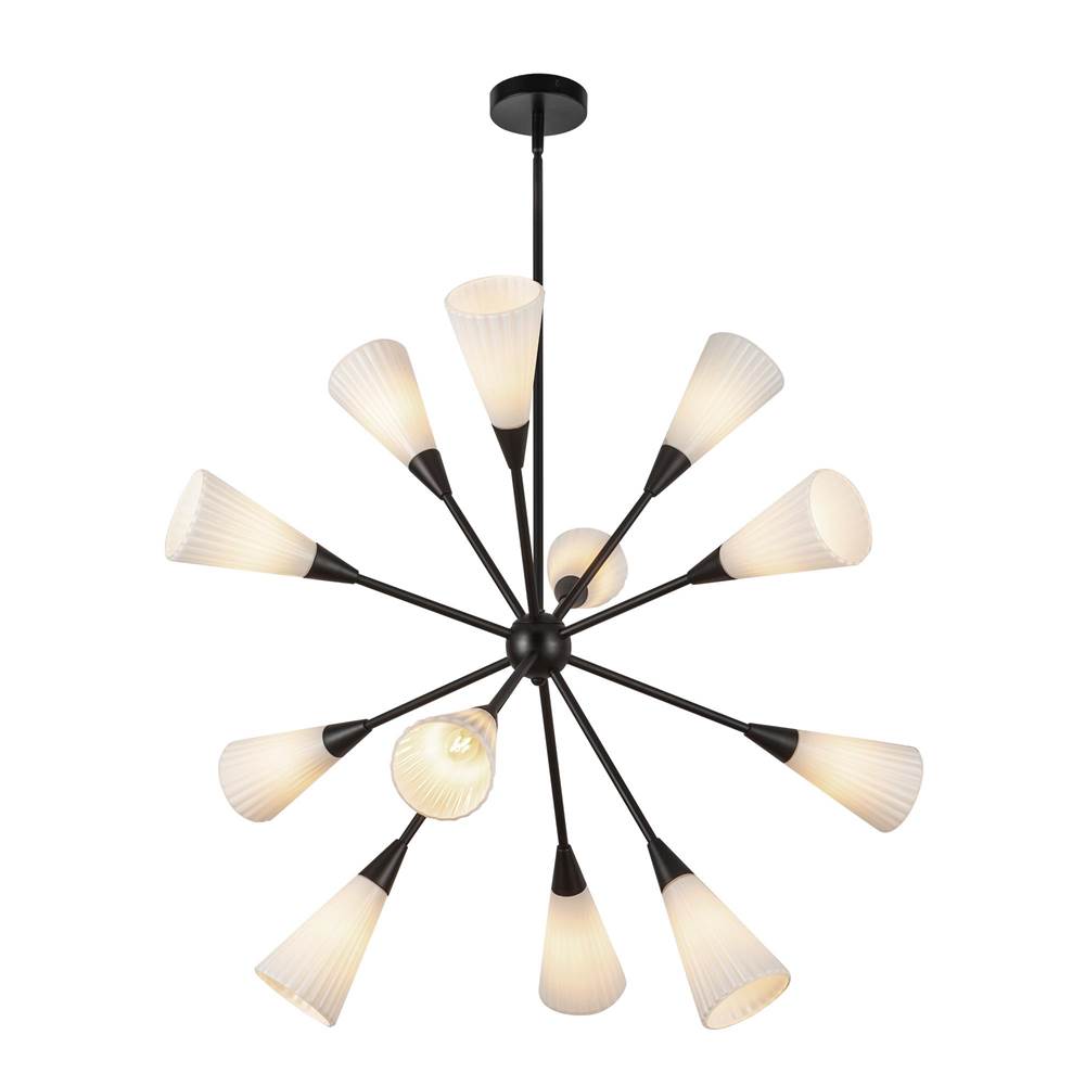 Alora Lighting Cosmo 39-in Brushed Gold/glossy Ribbed Opal Glass Socket Chandelier