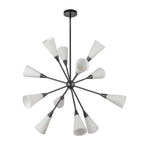 Alora Lighting CH462039MBGR Matte Black,Glossy Ribbed Opal Glass Cosmo 39-in Matte Black/glossy Ribbed Opal Glass Socket Chandelier Image 5