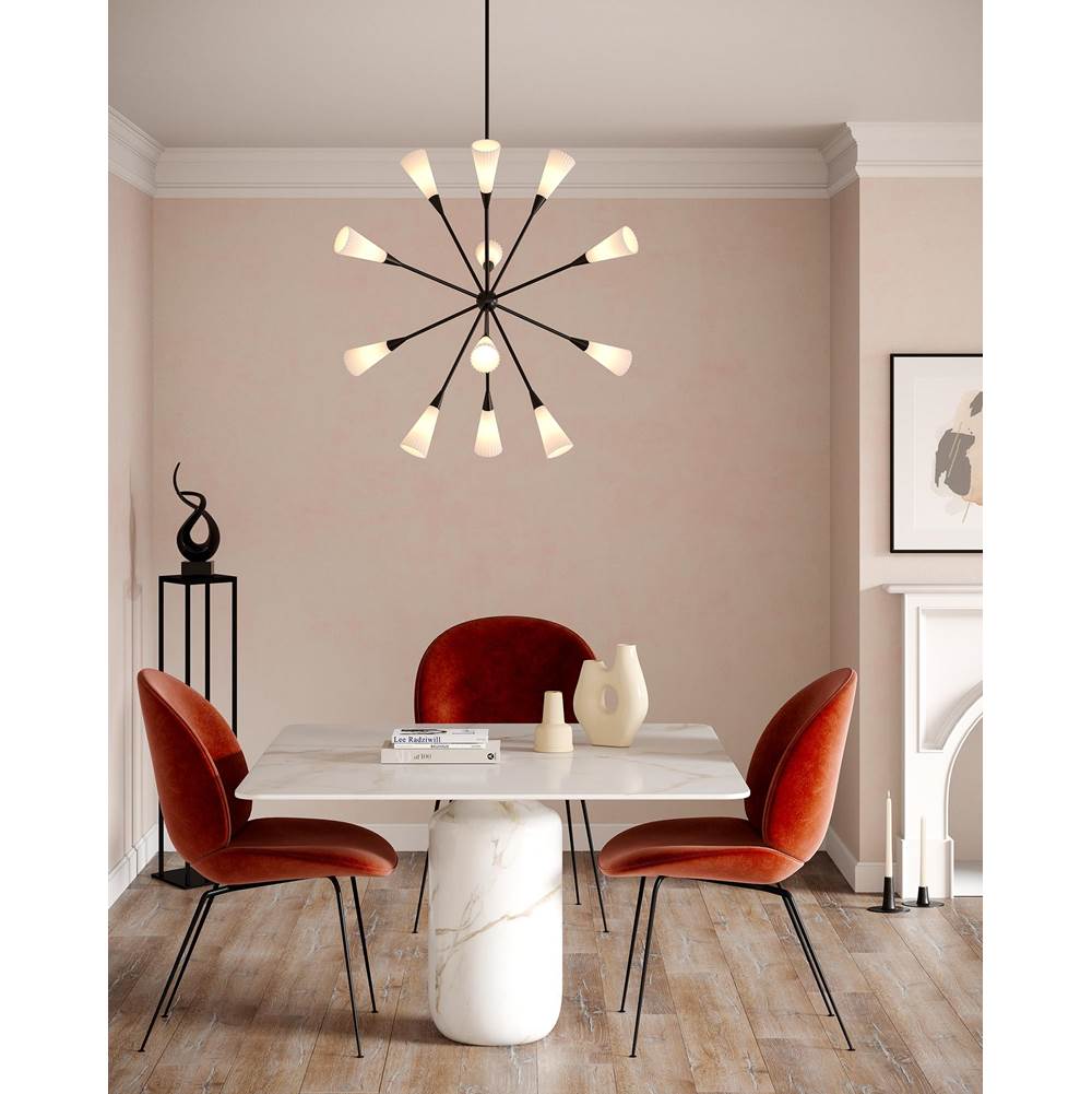 Alora Lighting CH462039MBGR Matte Black,Glossy Ribbed Opal Glass Cosmo 39-in Matte Black/glossy Ribbed Opal Glass Socket Chandelier Image 2