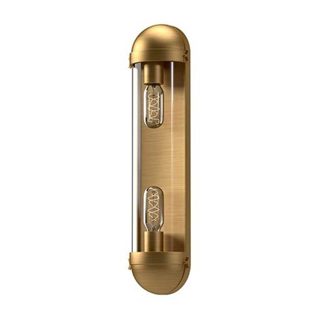 Alora Lighting Cyrus 6-in Aged Gold/clear Glass 2 Lights Vanity